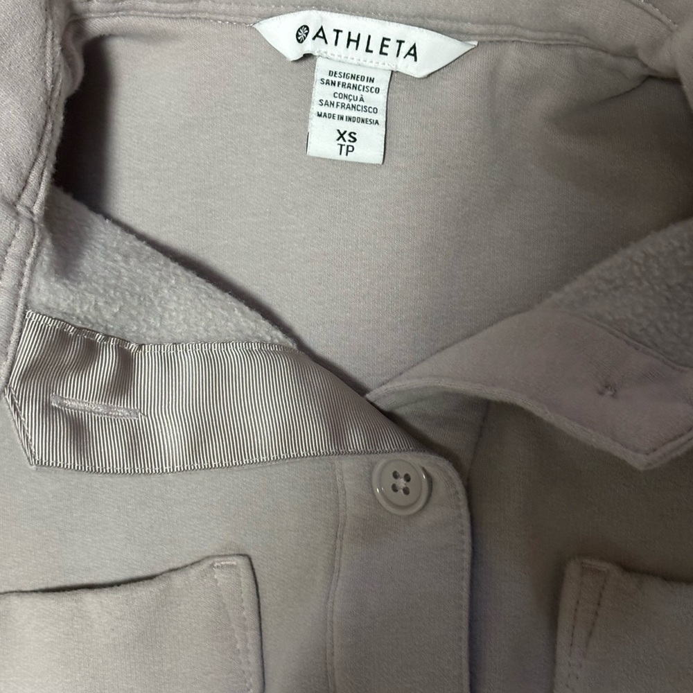 Athleta Shacket Womens XS Purple Fleece Retroplush Long Sleeve Button Up Shirt
